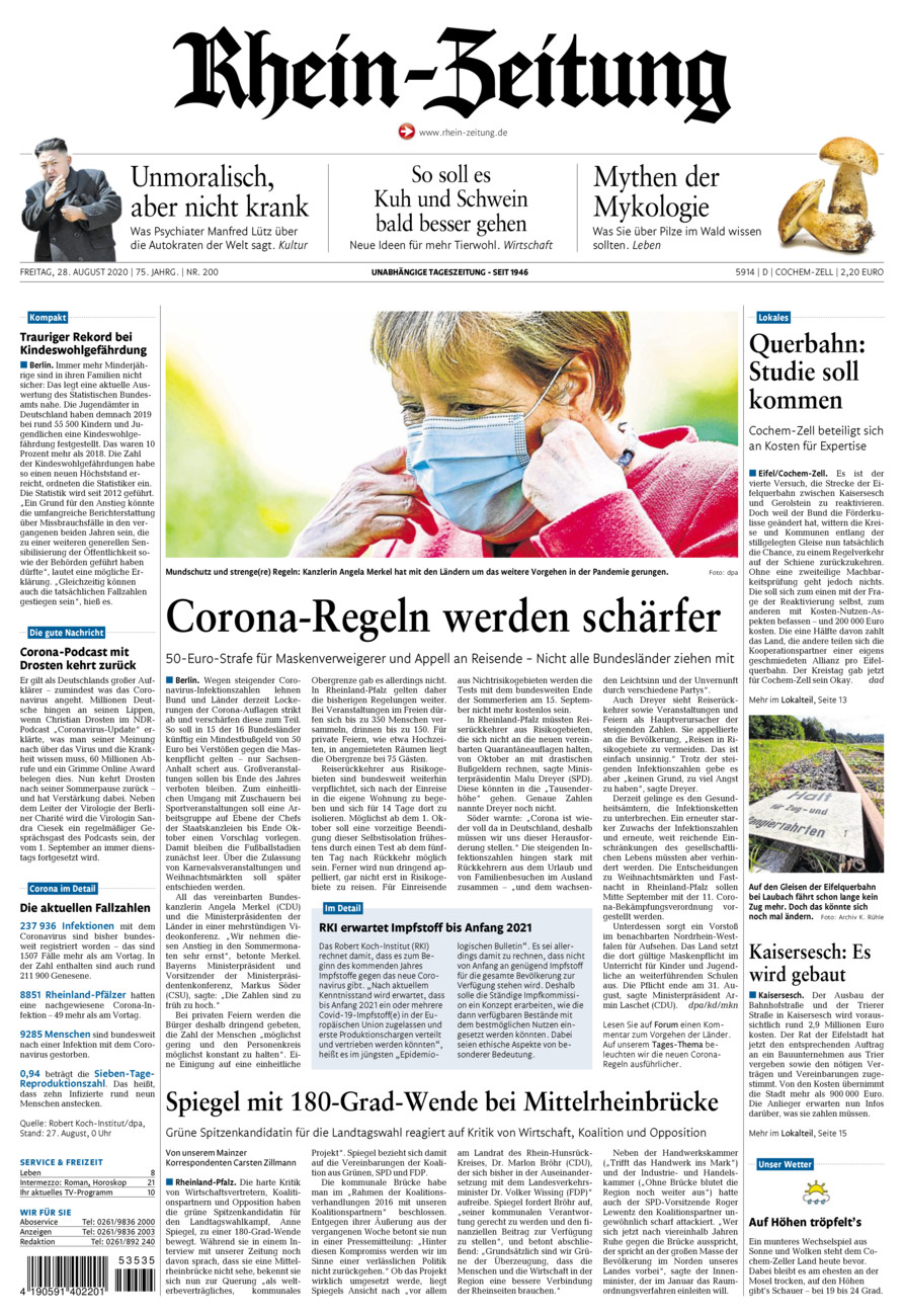 Rhein-Zeitung Kreis Cochem-Zell vom Freitag, 28.08.2020