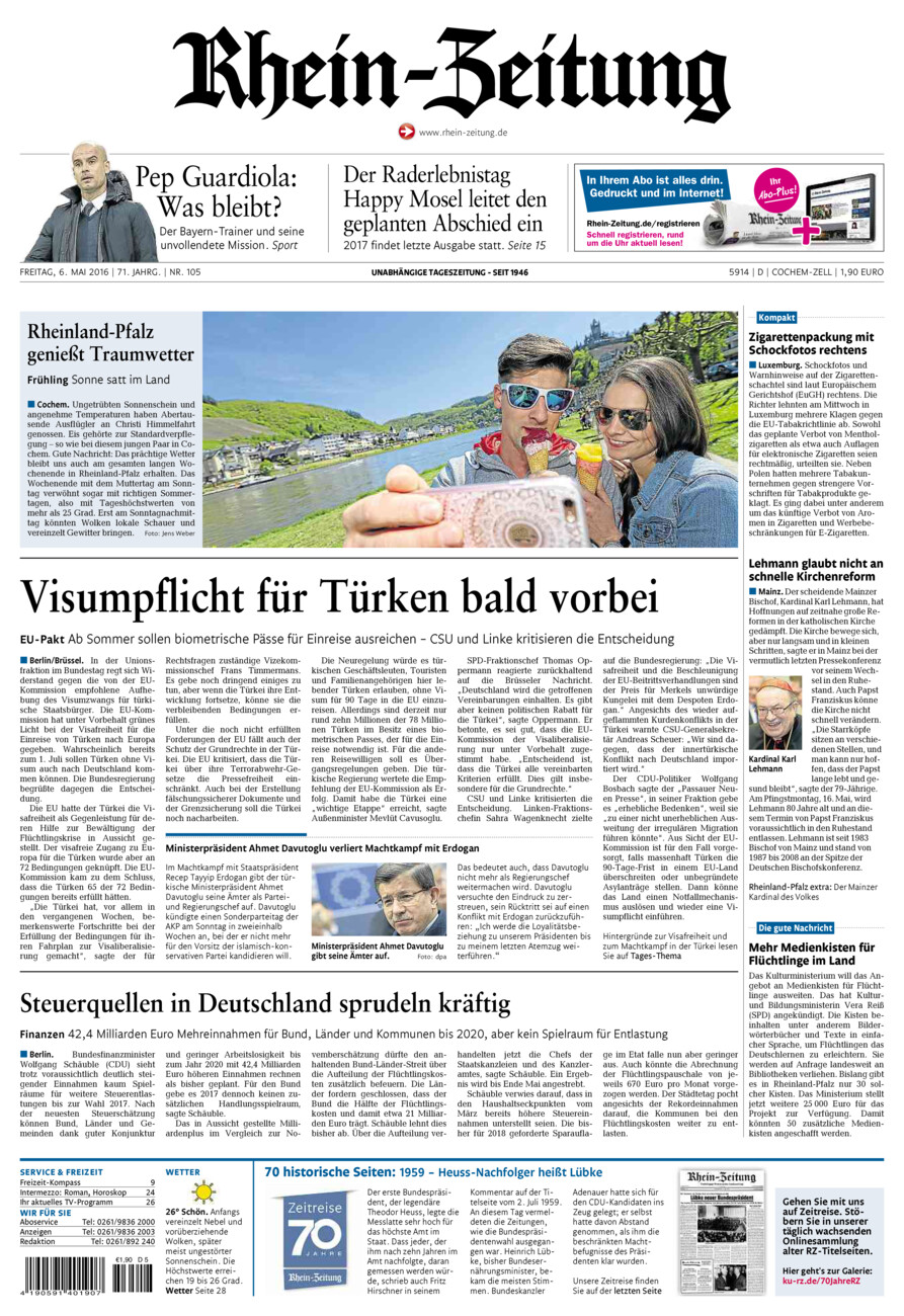 Rhein-Zeitung Kreis Cochem-Zell vom Freitag, 06.05.2016
