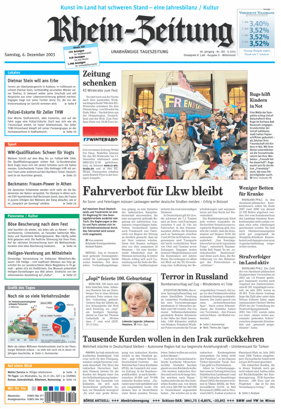 Rhein-Zeitung Kreis Cochem-Zell vom Samstag, 06.12.2003