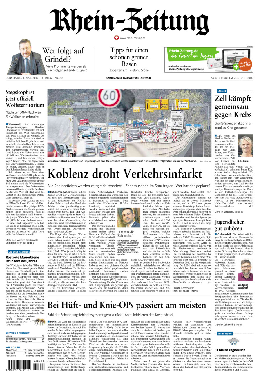 Rhein-Zeitung Kreis Cochem-Zell vom Donnerstag, 04.04.2019