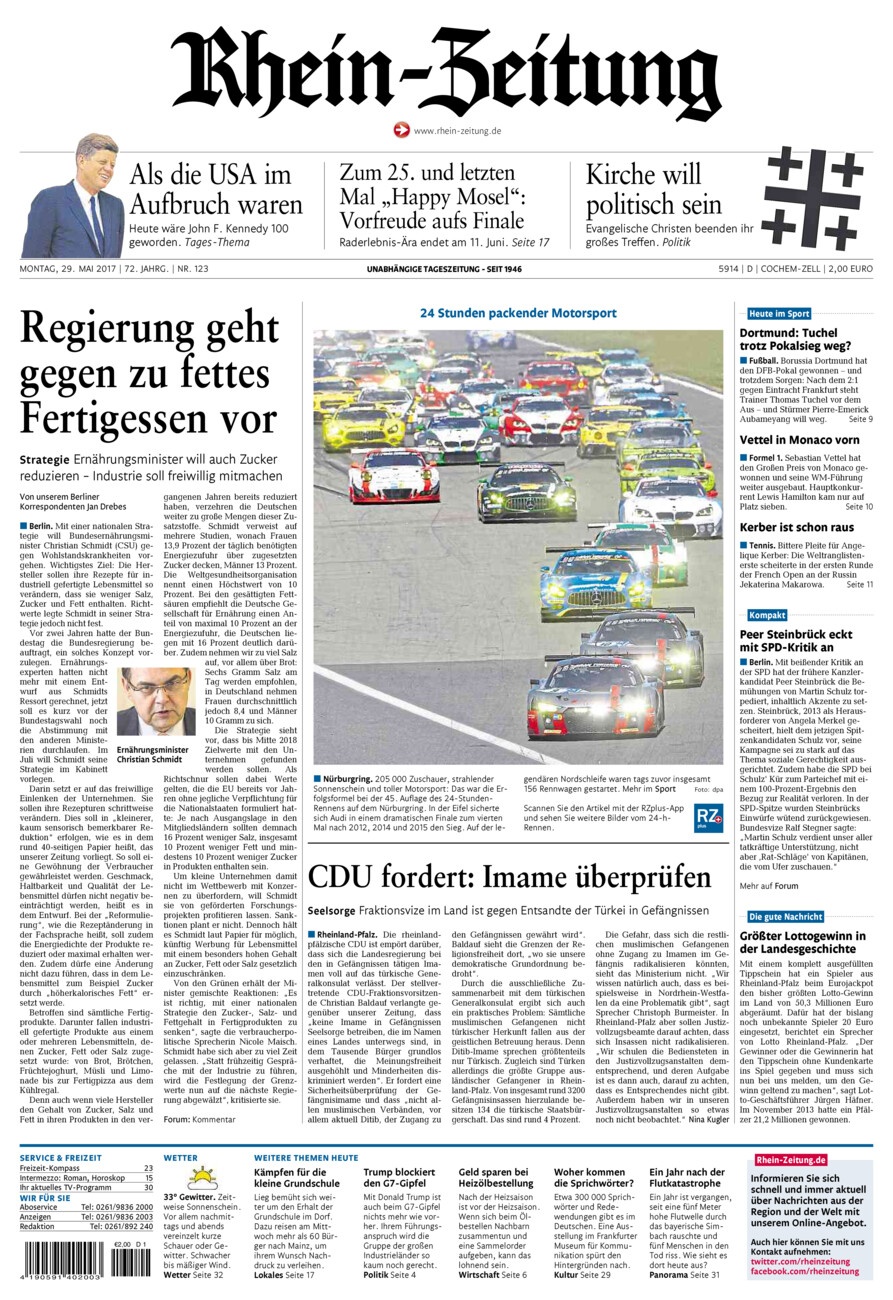 Rhein-Zeitung Kreis Cochem-Zell vom Montag, 29.05.2017