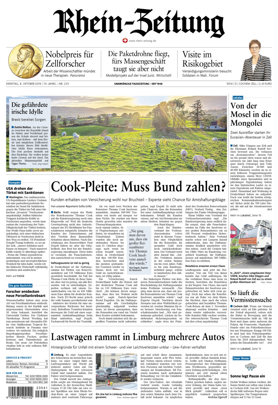 Rhein-Zeitung Kreis Cochem-Zell vom Dienstag, 08.10.2019