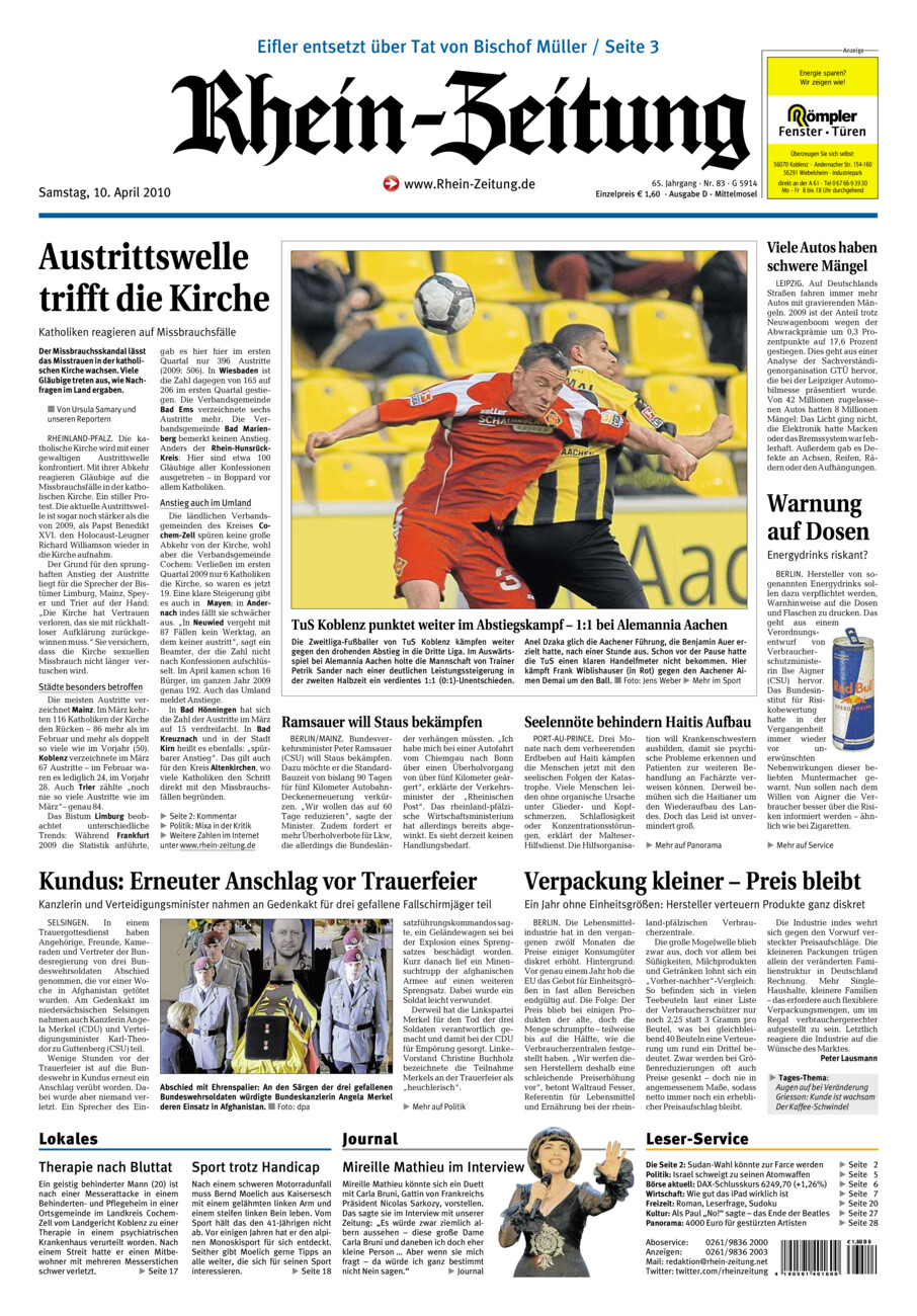 Rhein-Zeitung Kreis Cochem-Zell vom Samstag, 10.04.2010