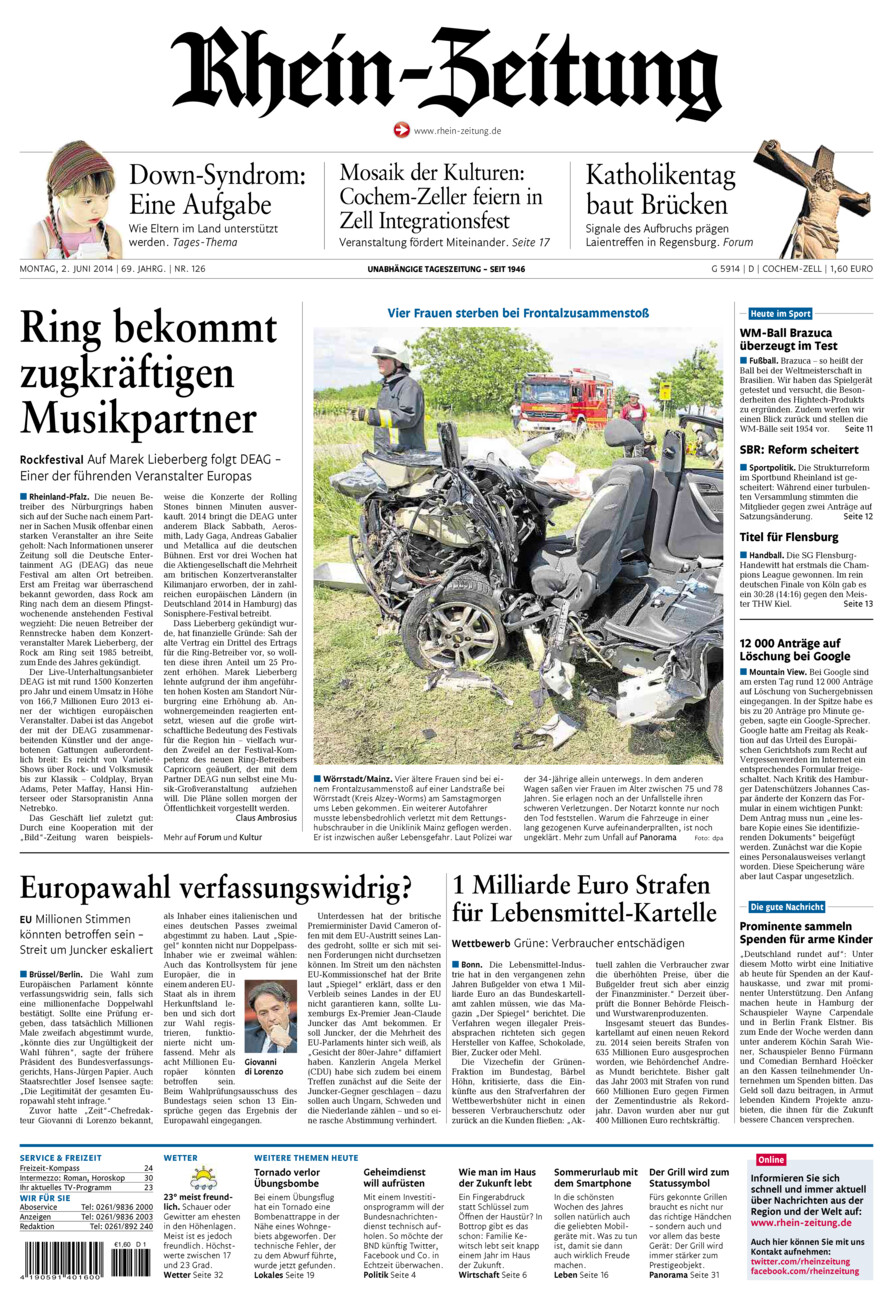 Rhein-Zeitung Kreis Cochem-Zell vom Montag, 02.06.2014