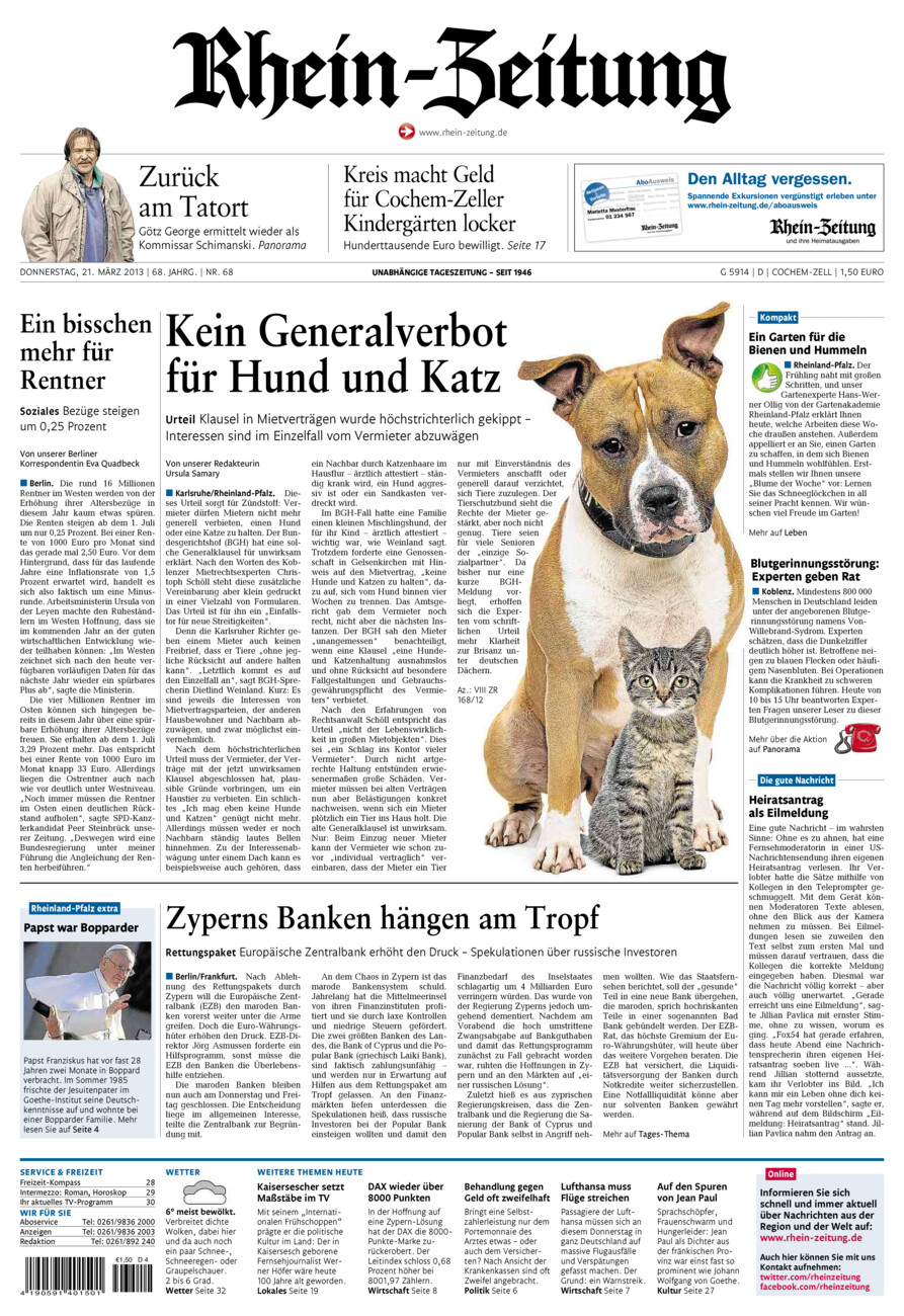 Rhein-Zeitung Kreis Cochem-Zell vom Donnerstag, 21.03.2013
