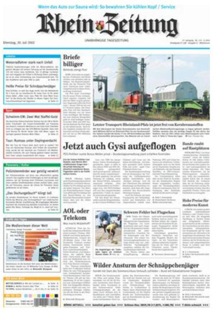 Rhein-Zeitung Kreis Cochem-Zell vom Dienstag, 30.07.2002