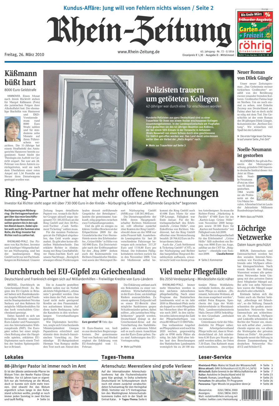 Rhein-Zeitung Kreis Cochem-Zell vom Freitag, 26.03.2010