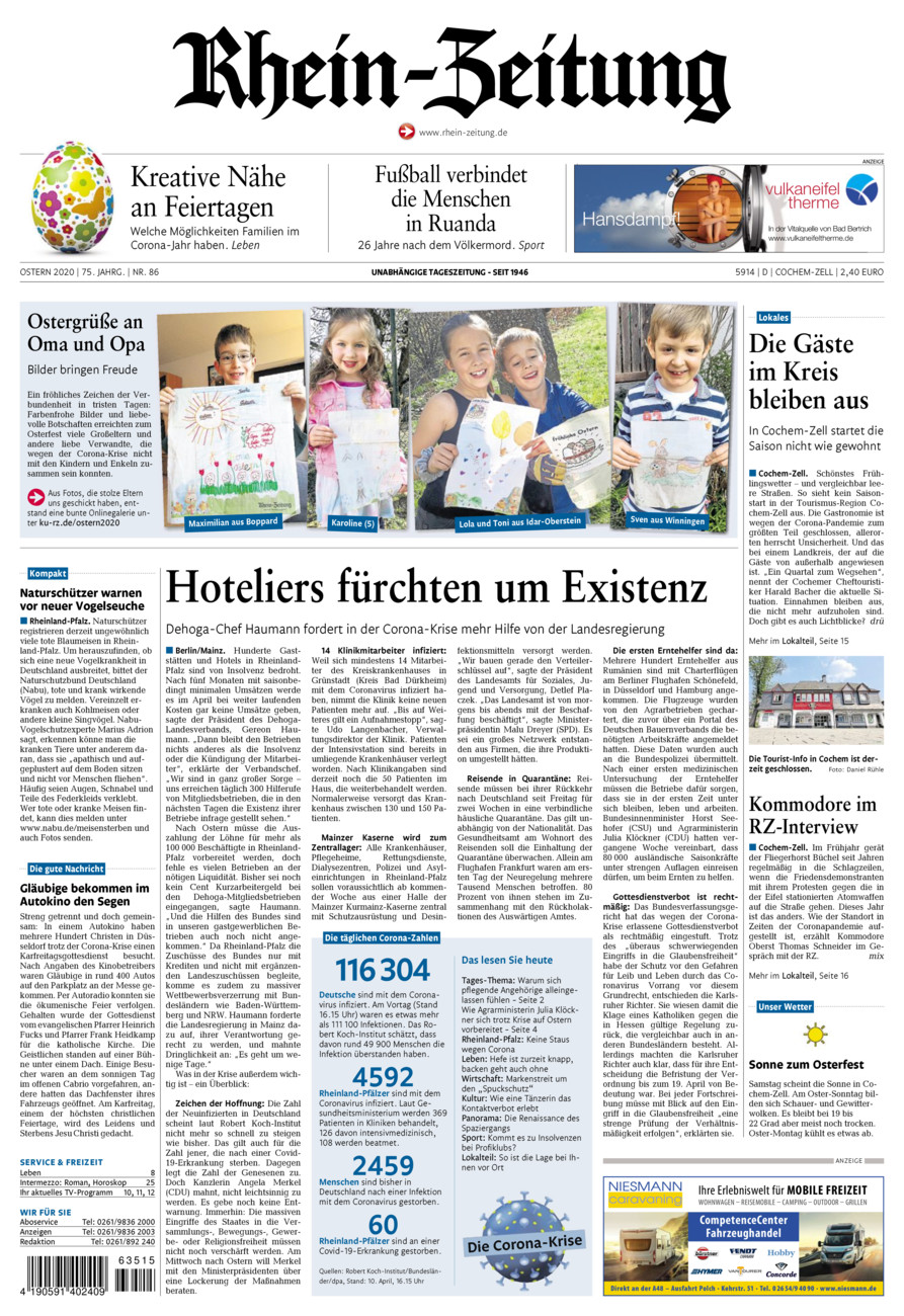Rhein-Zeitung Kreis Cochem-Zell vom Samstag, 11.04.2020