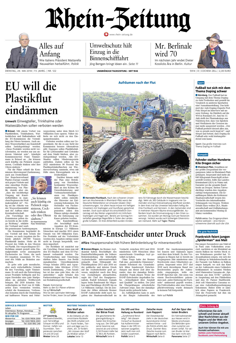 Rhein-Zeitung Kreis Cochem-Zell vom Dienstag, 29.05.2018