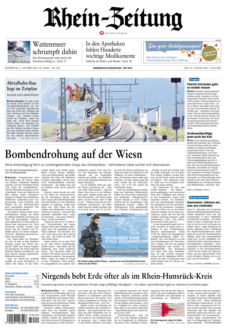 Rhein-Zeitung Kreis Cochem-Zell vom Donnerstag, 02.10.2025