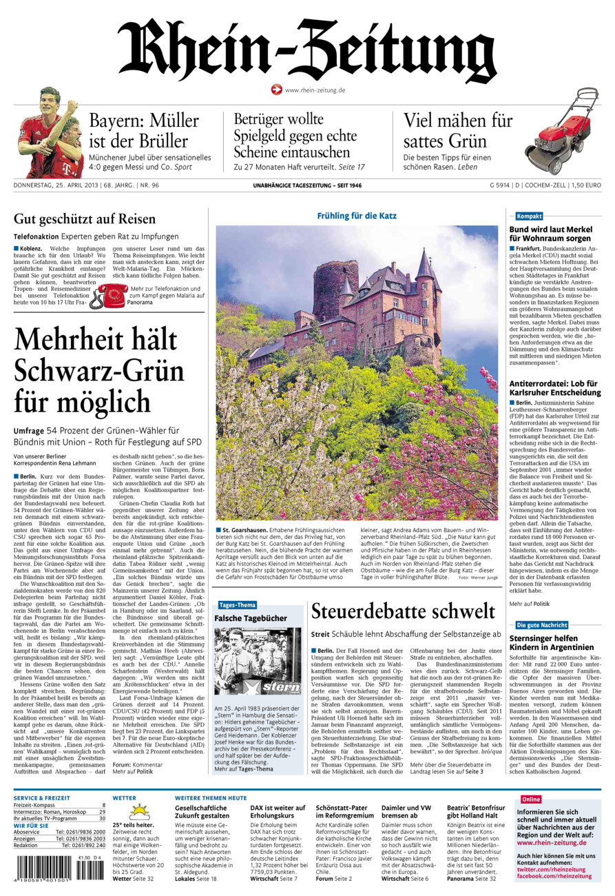 Rhein-Zeitung Kreis Cochem-Zell vom Donnerstag, 25.04.2013