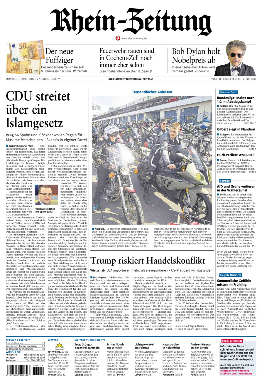 Rhein-Zeitung Kreis Cochem-Zell vom Montag, 03.04.2017