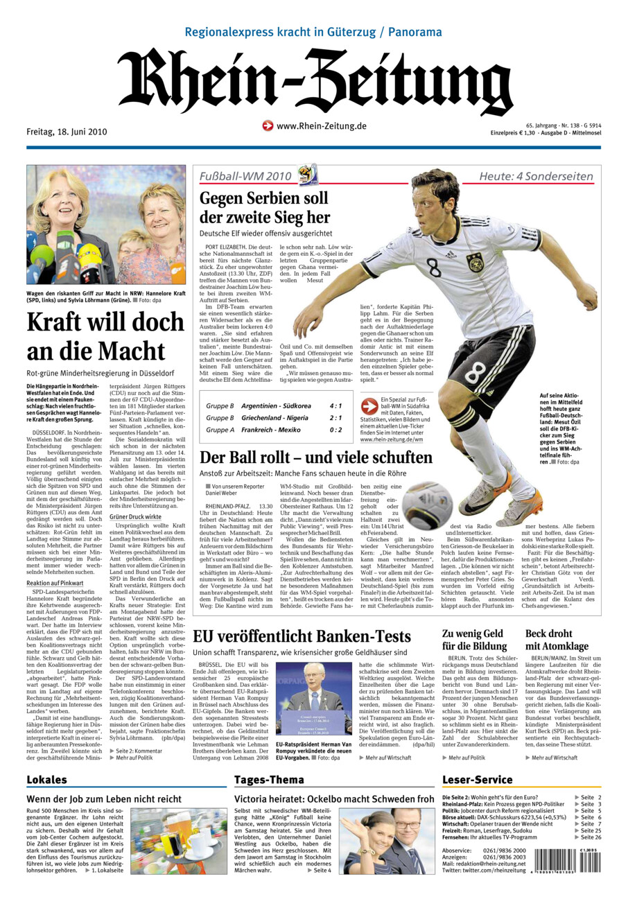 Rhein-Zeitung Kreis Cochem-Zell vom Freitag, 18.06.2010