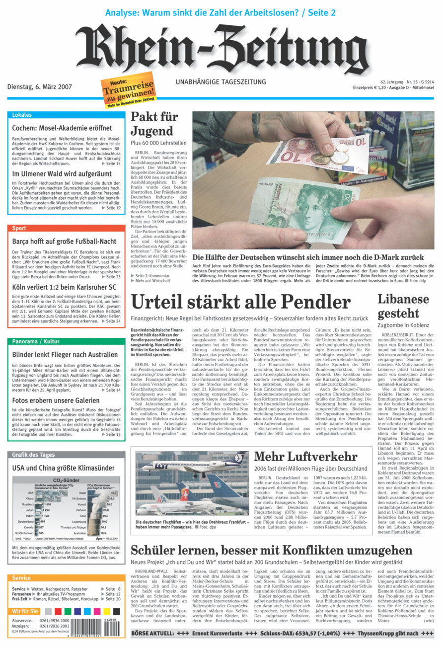 Rhein-Zeitung Kreis Cochem-Zell vom Dienstag, 06.03.2007