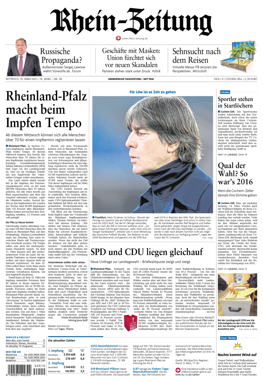 Rhein-Zeitung Kreis Cochem-Zell vom Mittwoch, 10.03.2021