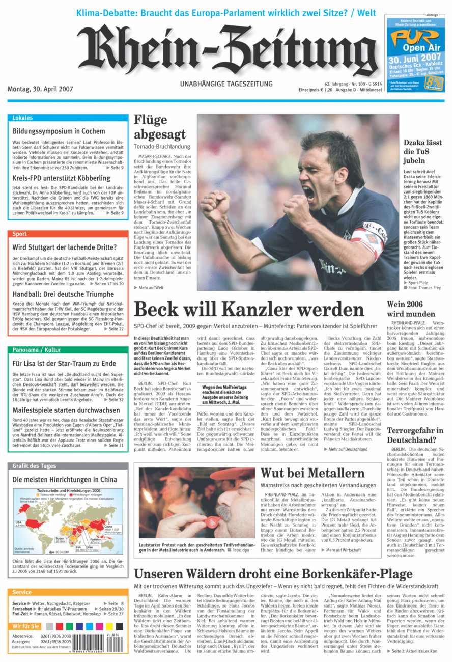 Rhein-Zeitung Kreis Cochem-Zell vom Montag, 30.04.2007