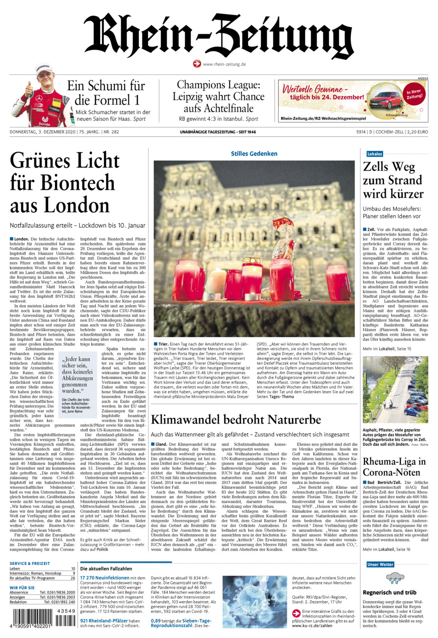 Rhein-Zeitung Kreis Cochem-Zell vom Donnerstag, 03.12.2020