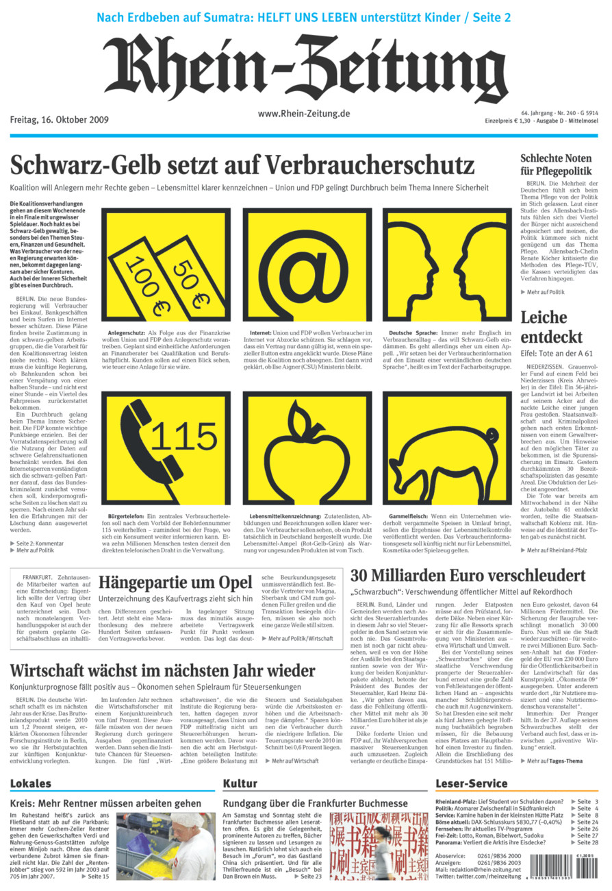 Rhein-Zeitung Kreis Cochem-Zell vom Freitag, 16.10.2009