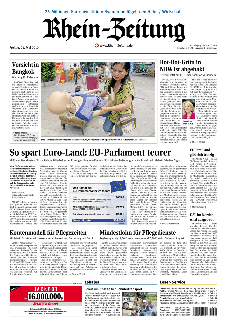Rhein-Zeitung Kreis Cochem-Zell vom Freitag, 21.05.2010