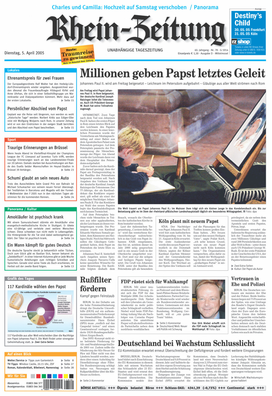 Rhein-Zeitung Kreis Cochem-Zell vom Dienstag, 05.04.2005