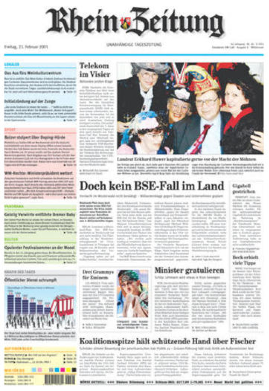 Rhein-Zeitung Kreis Cochem-Zell vom Freitag, 23.02.2001