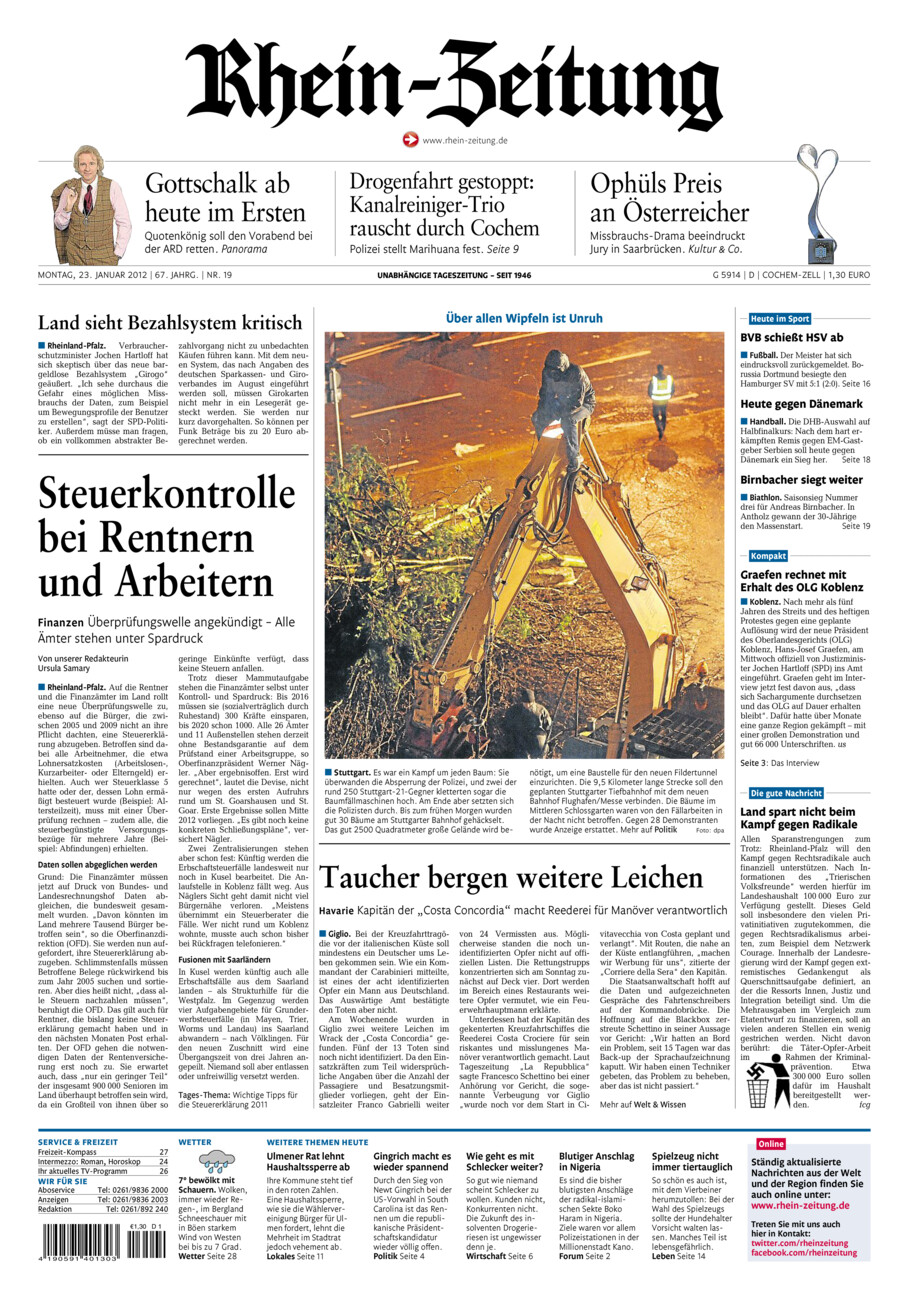Rhein-Zeitung Kreis Cochem-Zell vom Montag, 23.01.2012