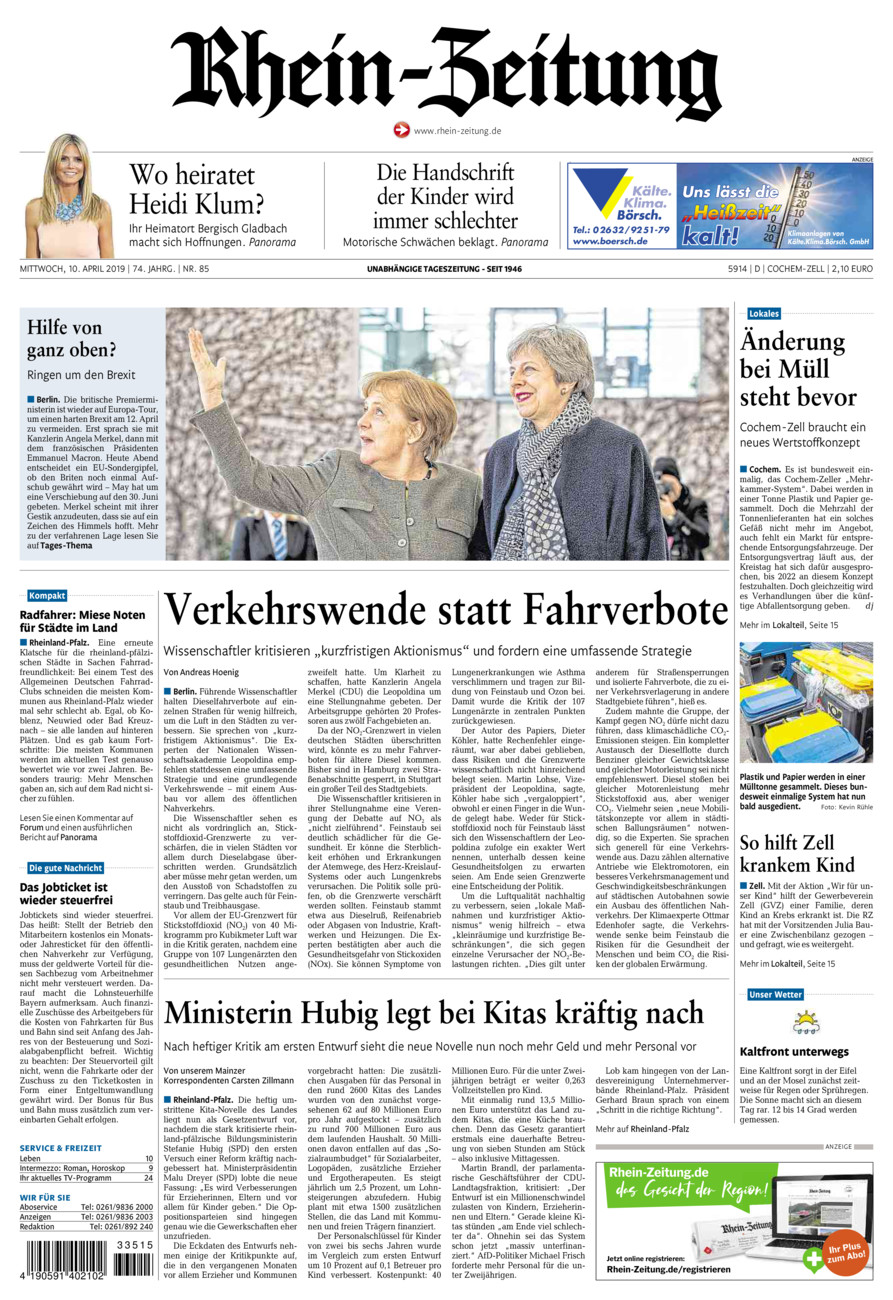 Rhein-Zeitung Kreis Cochem-Zell vom Mittwoch, 10.04.2019