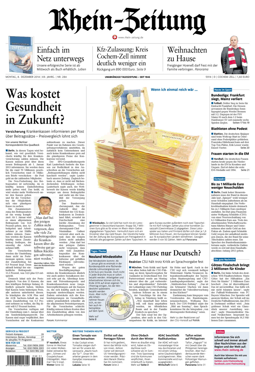 Rhein-Zeitung Kreis Cochem-Zell vom Montag, 08.12.2014
