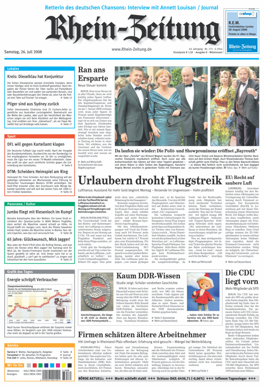 Rhein-Zeitung Kreis Cochem-Zell vom Samstag, 26.07.2008