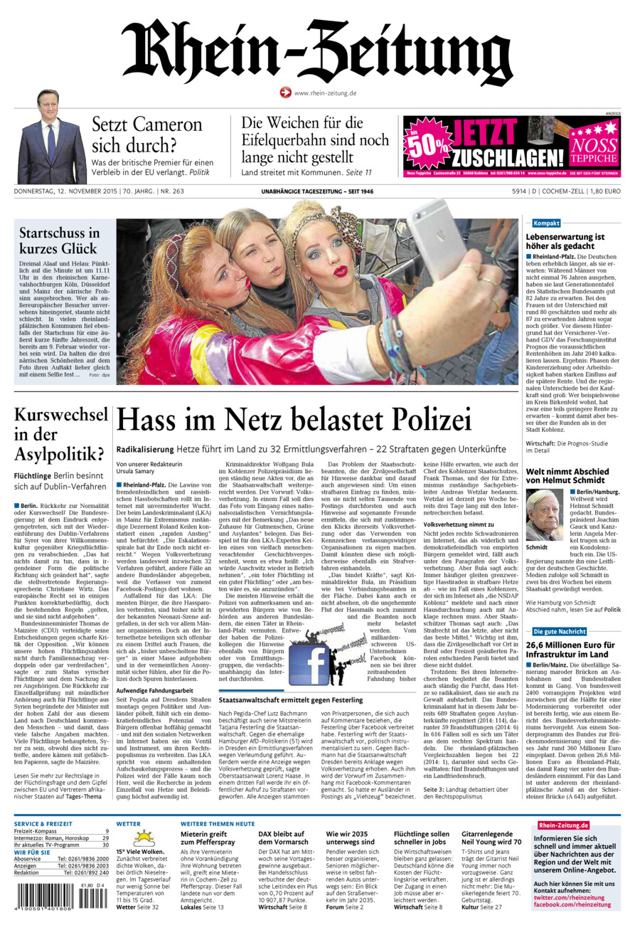 Rhein-Zeitung Kreis Cochem-Zell vom Donnerstag, 12.11.2015