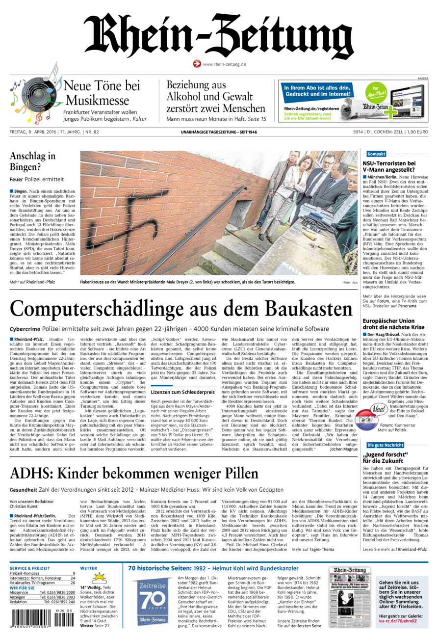 Rhein-Zeitung Kreis Cochem-Zell vom Freitag, 08.04.2016