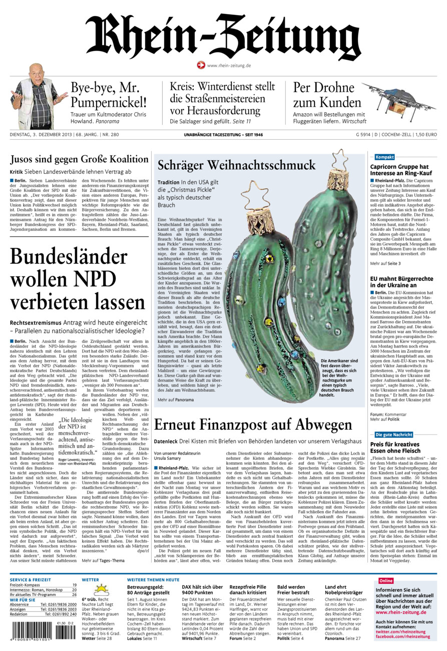 Rhein-Zeitung Kreis Cochem-Zell vom Dienstag, 03.12.2013