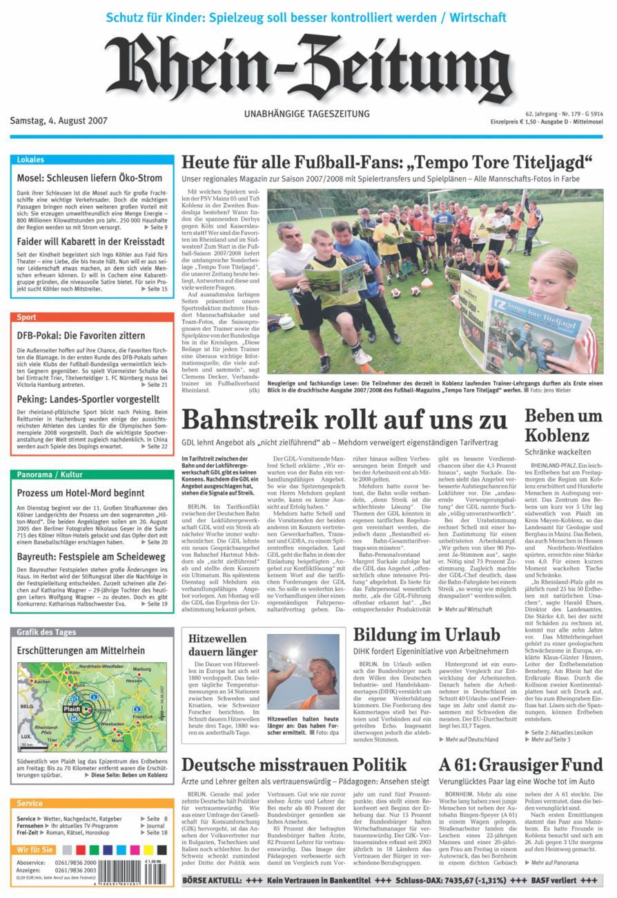 Rhein-Zeitung Kreis Cochem-Zell vom Samstag, 04.08.2007