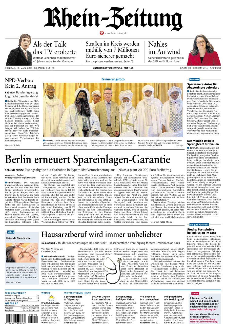 Rhein-Zeitung Kreis Cochem-Zell vom Dienstag, 19.03.2013