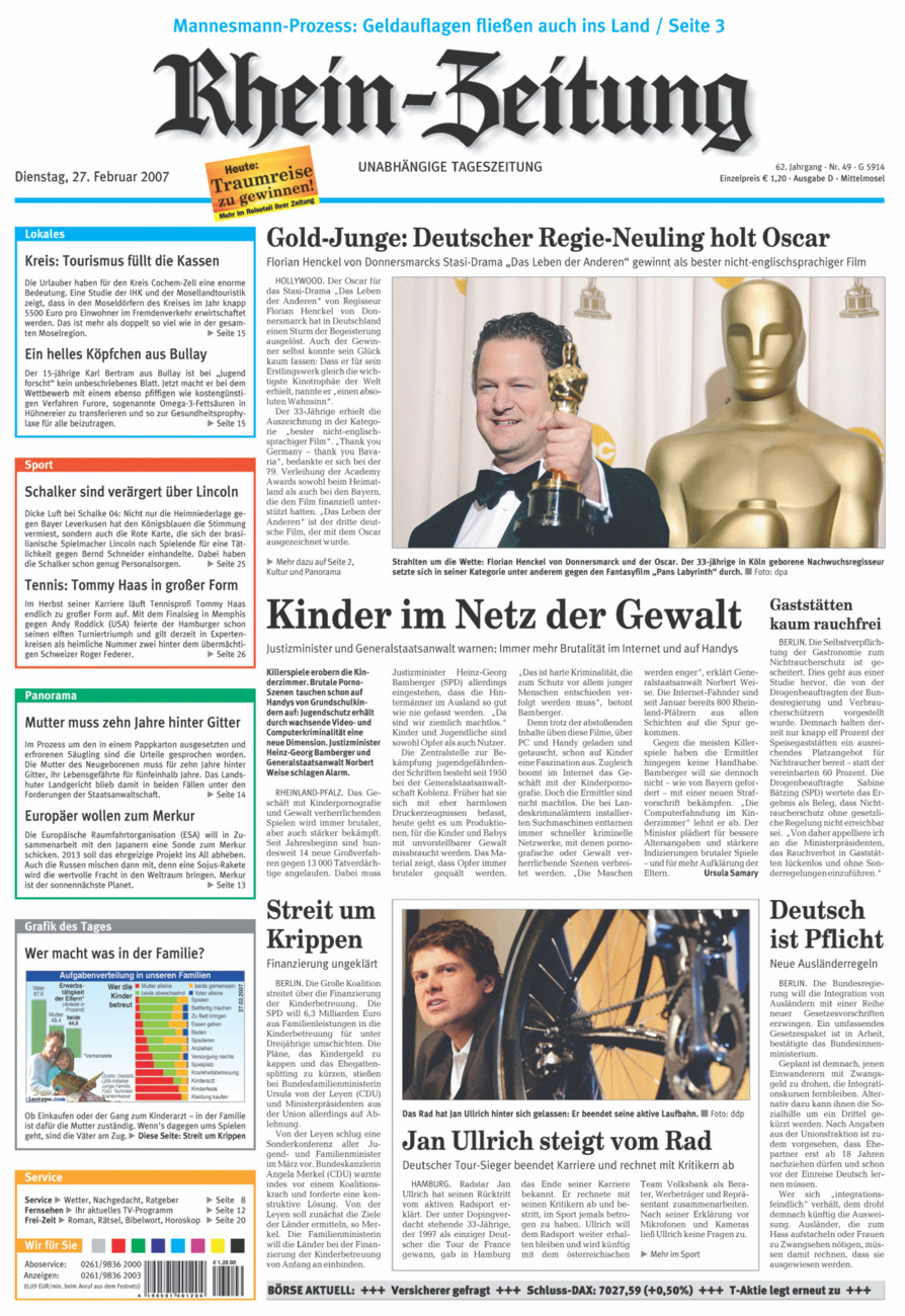 Rhein-Zeitung Kreis Cochem-Zell vom Dienstag, 27.02.2007