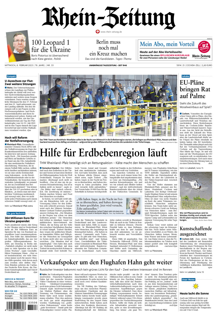 Rhein-Zeitung Kreis Cochem-Zell vom Mittwoch, 08.02.2023