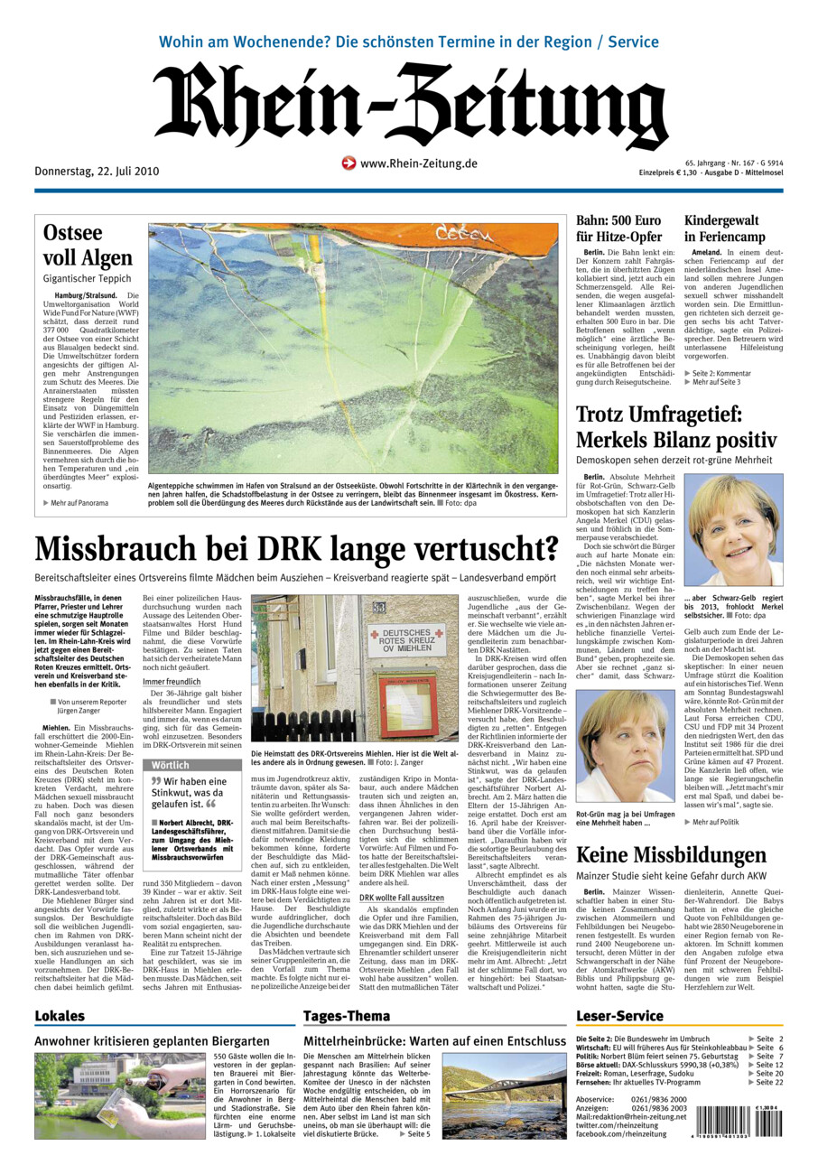 Rhein-Zeitung Kreis Cochem-Zell vom Donnerstag, 22.07.2010