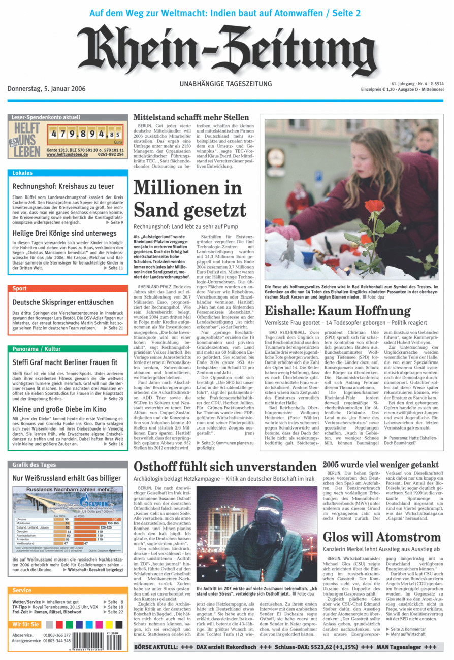 Rhein-Zeitung Kreis Cochem-Zell vom Donnerstag, 05.01.2006