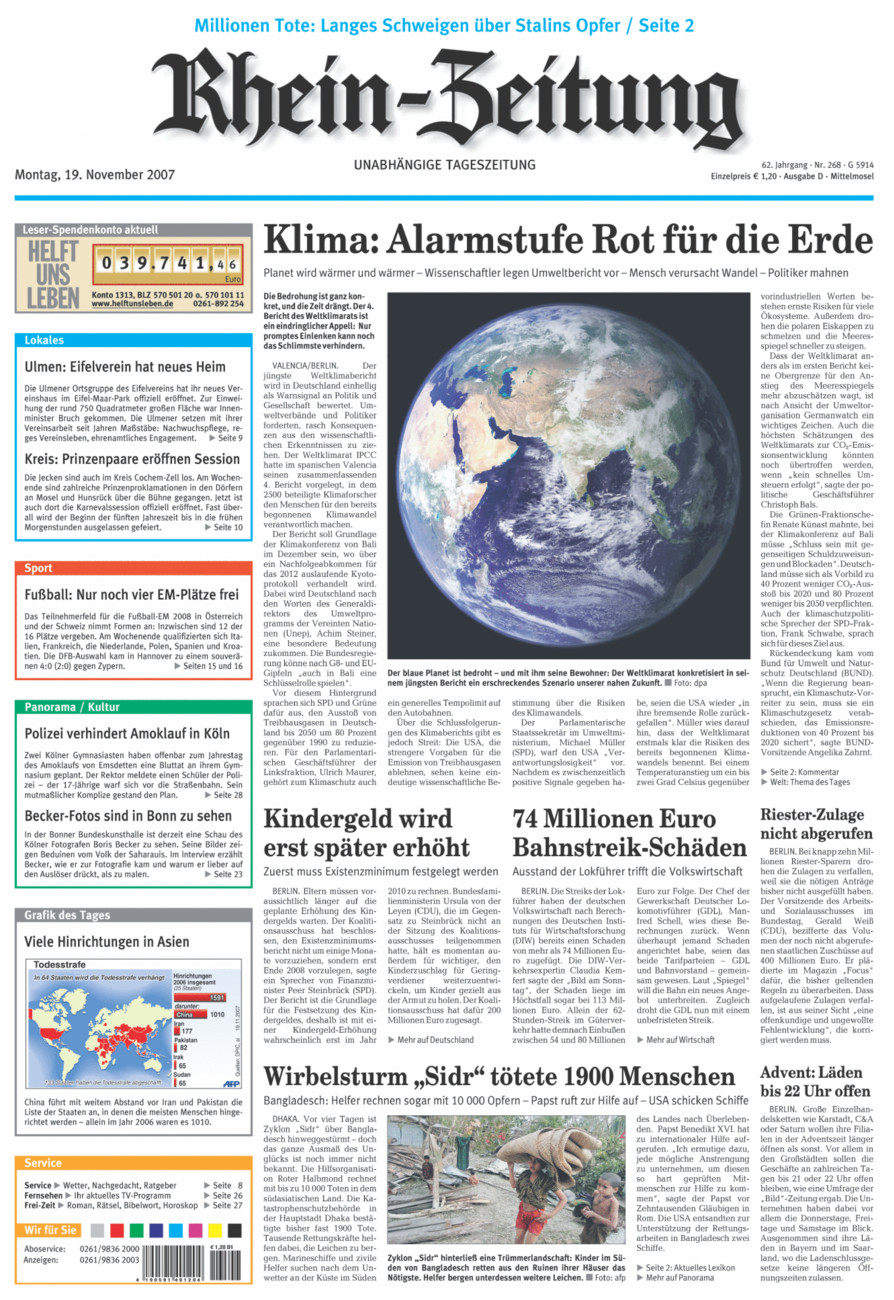 Rhein-Zeitung Kreis Cochem-Zell vom Montag, 19.11.2007