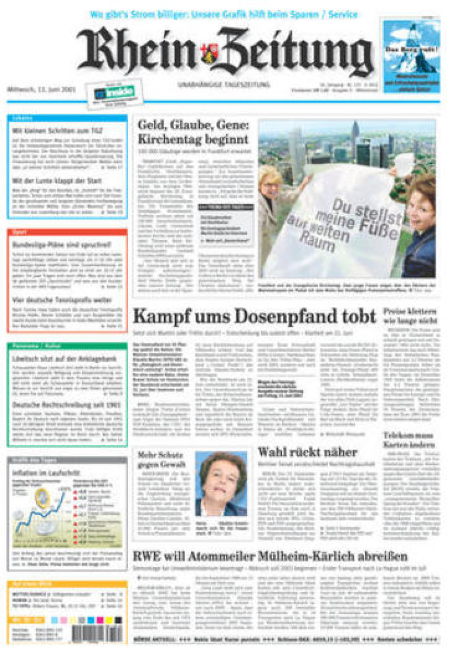 Rhein-Zeitung Kreis Cochem-Zell vom Mittwoch, 13.06.2001