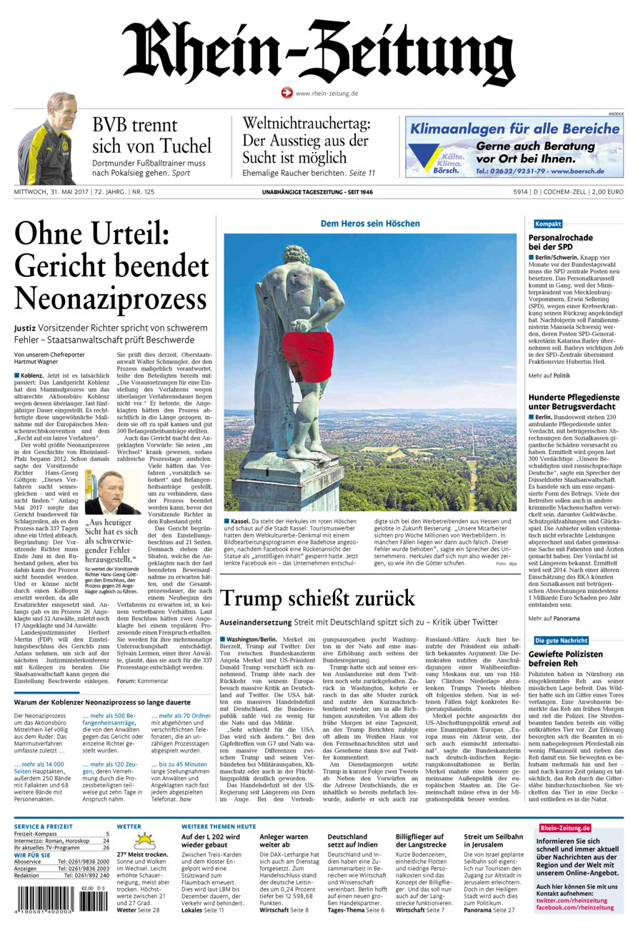 Rhein-Zeitung Kreis Cochem-Zell vom Mittwoch, 31.05.2017