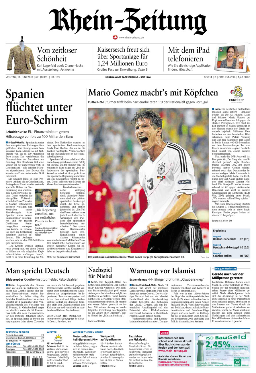 Rhein-Zeitung Kreis Cochem-Zell vom Montag, 11.06.2012