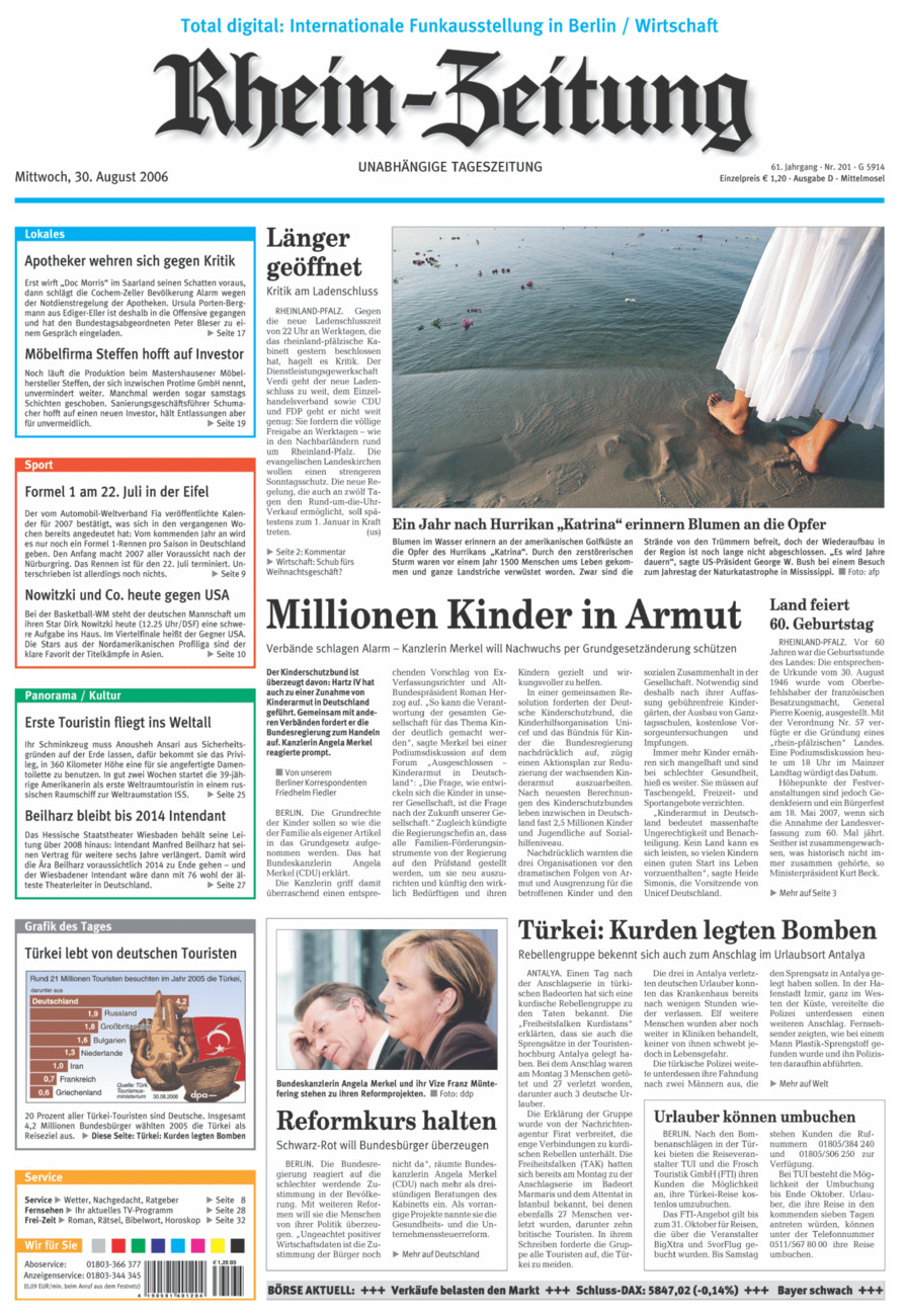 Rhein-Zeitung Kreis Cochem-Zell vom Mittwoch, 30.08.2006