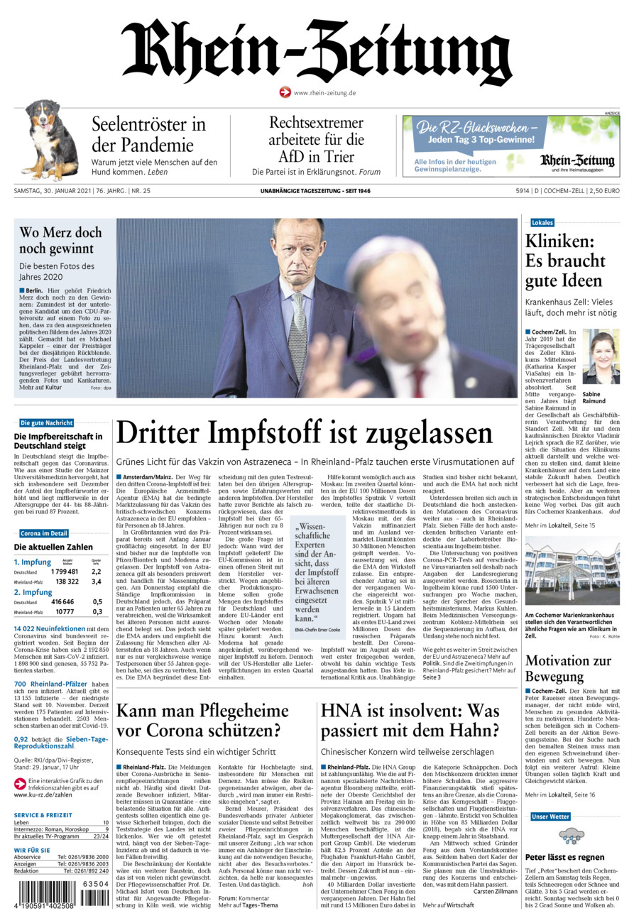 Rhein-Zeitung Kreis Cochem-Zell vom Samstag, 30.01.2021