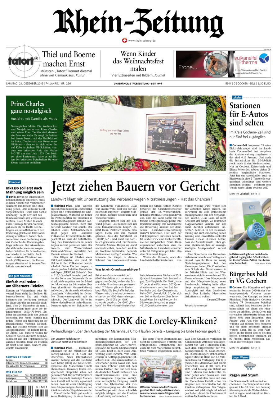 Rhein-Zeitung Kreis Cochem-Zell vom Samstag, 21.12.2019