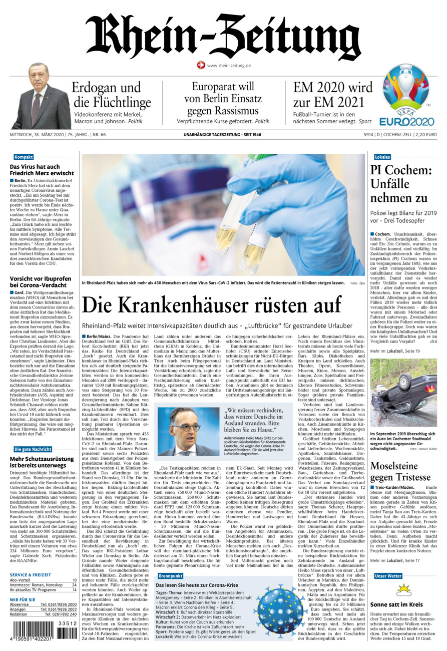 Rhein-Zeitung Kreis Cochem-Zell vom Mittwoch, 18.03.2020