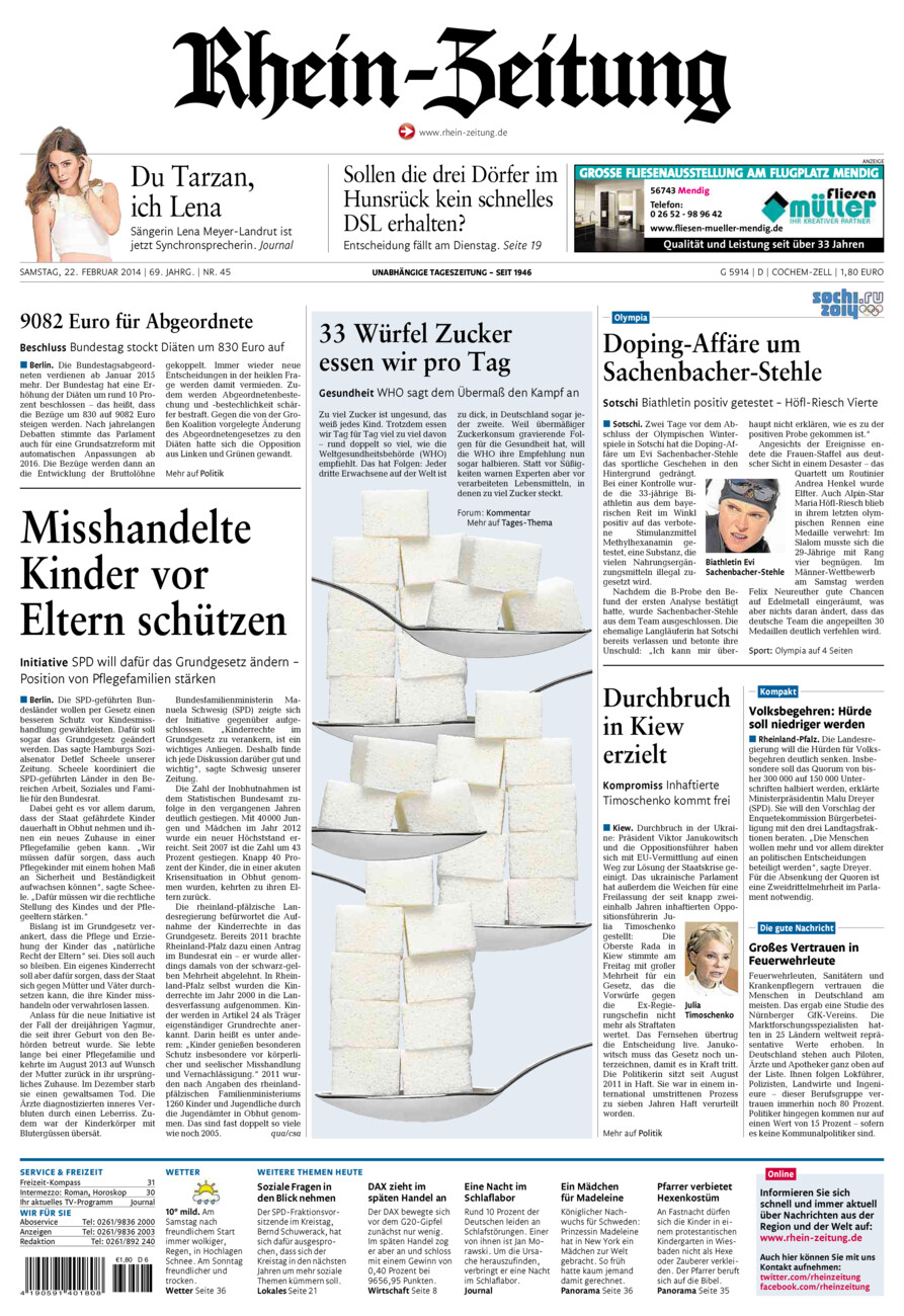 Rhein-Zeitung Kreis Cochem-Zell vom Samstag, 22.02.2014