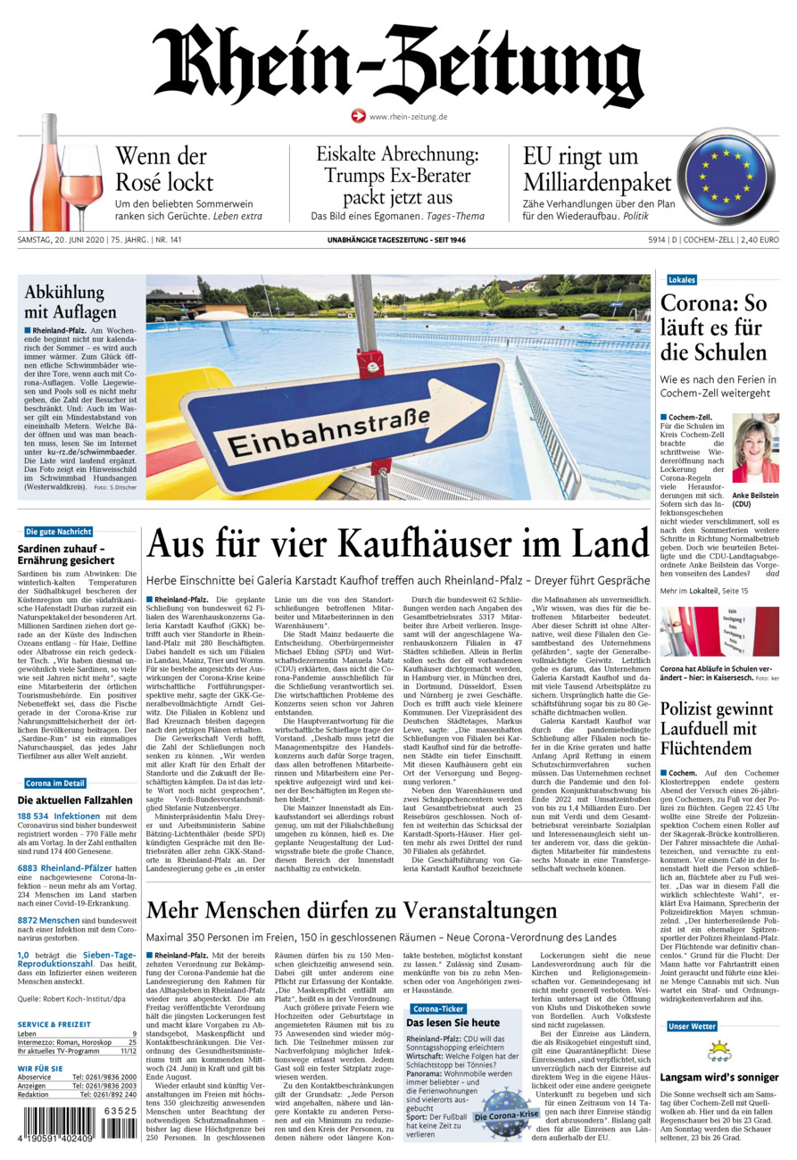 Rhein-Zeitung Kreis Cochem-Zell vom Samstag, 20.06.2020