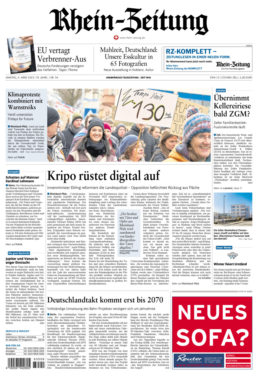 Rhein-Zeitung Kreis Cochem-Zell vom Samstag, 04.03.2023