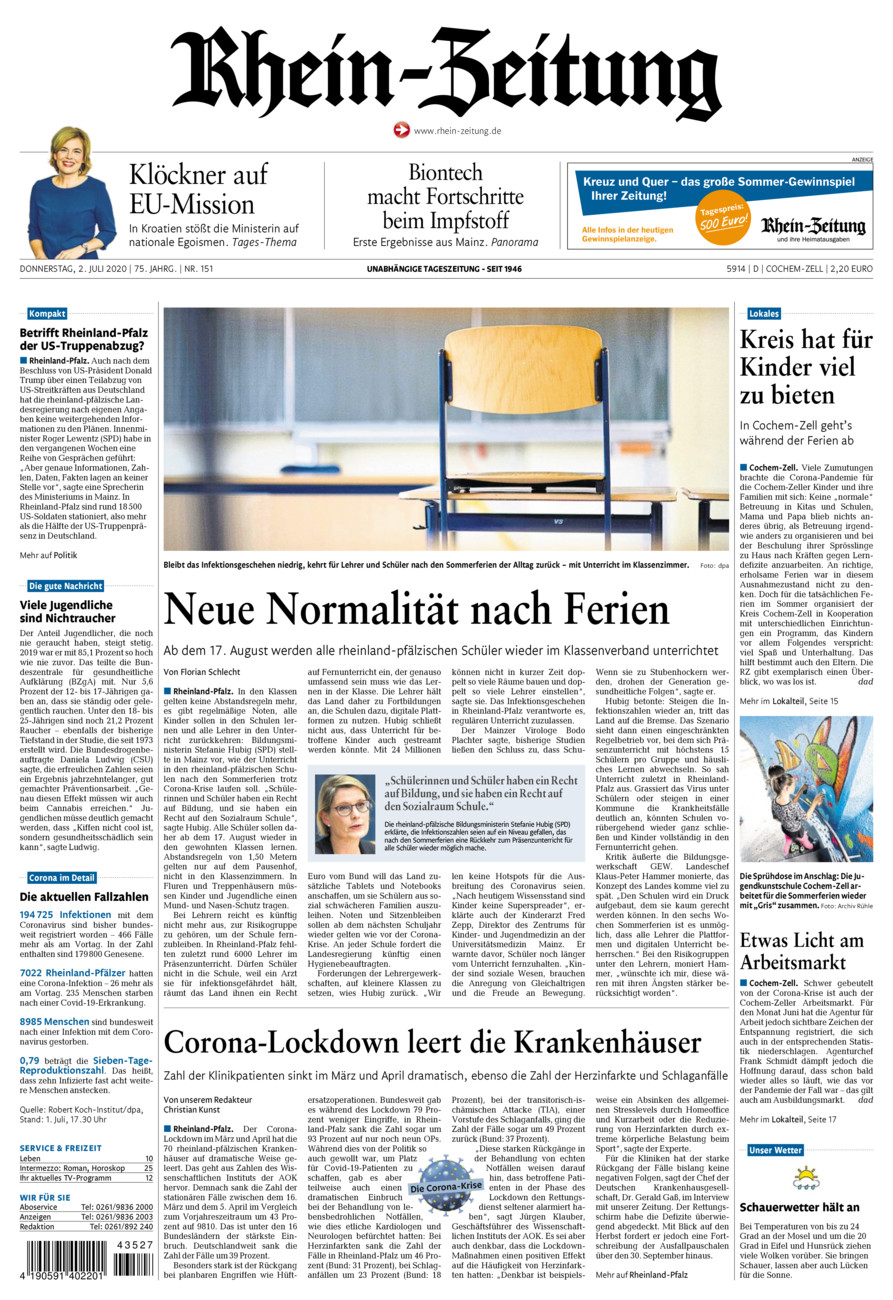 Rhein-Zeitung Kreis Cochem-Zell vom Donnerstag, 02.07.2020